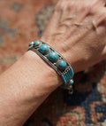 Nepali Turquoise Stone Bracelet, Boho Silver Bracelet