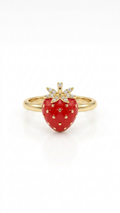 Cute Strawberry Ring in Gold Finish
