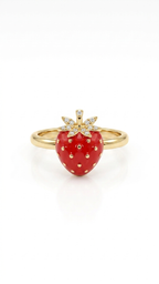 Cute Strawberry Ring in Gold Finish