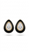 Black Teardrop Stud Earrings