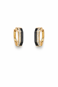 Black Gold Hoop Earrings, Geometric Huggie Earrings