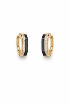 Black Gold Hoop Earrings, Geometric Huggie Earrings