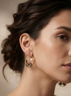 Smoky Grey Cat’s Eye & Pearl Hoop Earrings