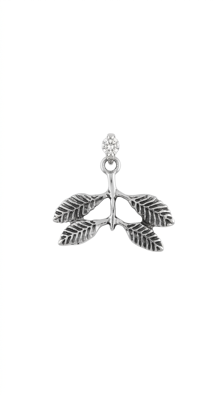 Silver Leaf Branch Pendant Necklace