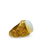 Natural Opal Ring | Oval Opal Statement Ring | Gold Filigree Ring