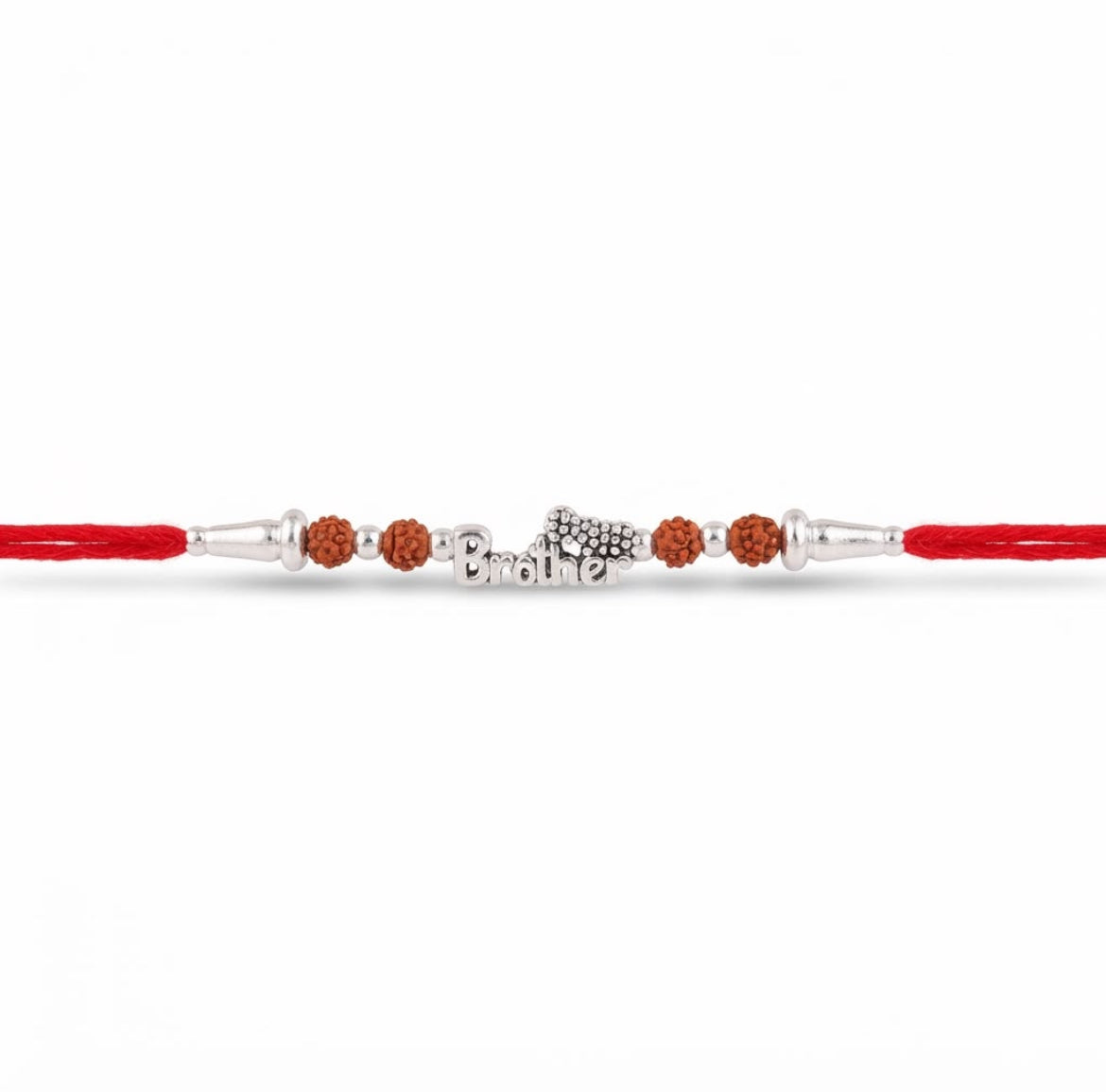 Rakhi with Rudraksha Beads & Silver-Tone Charm