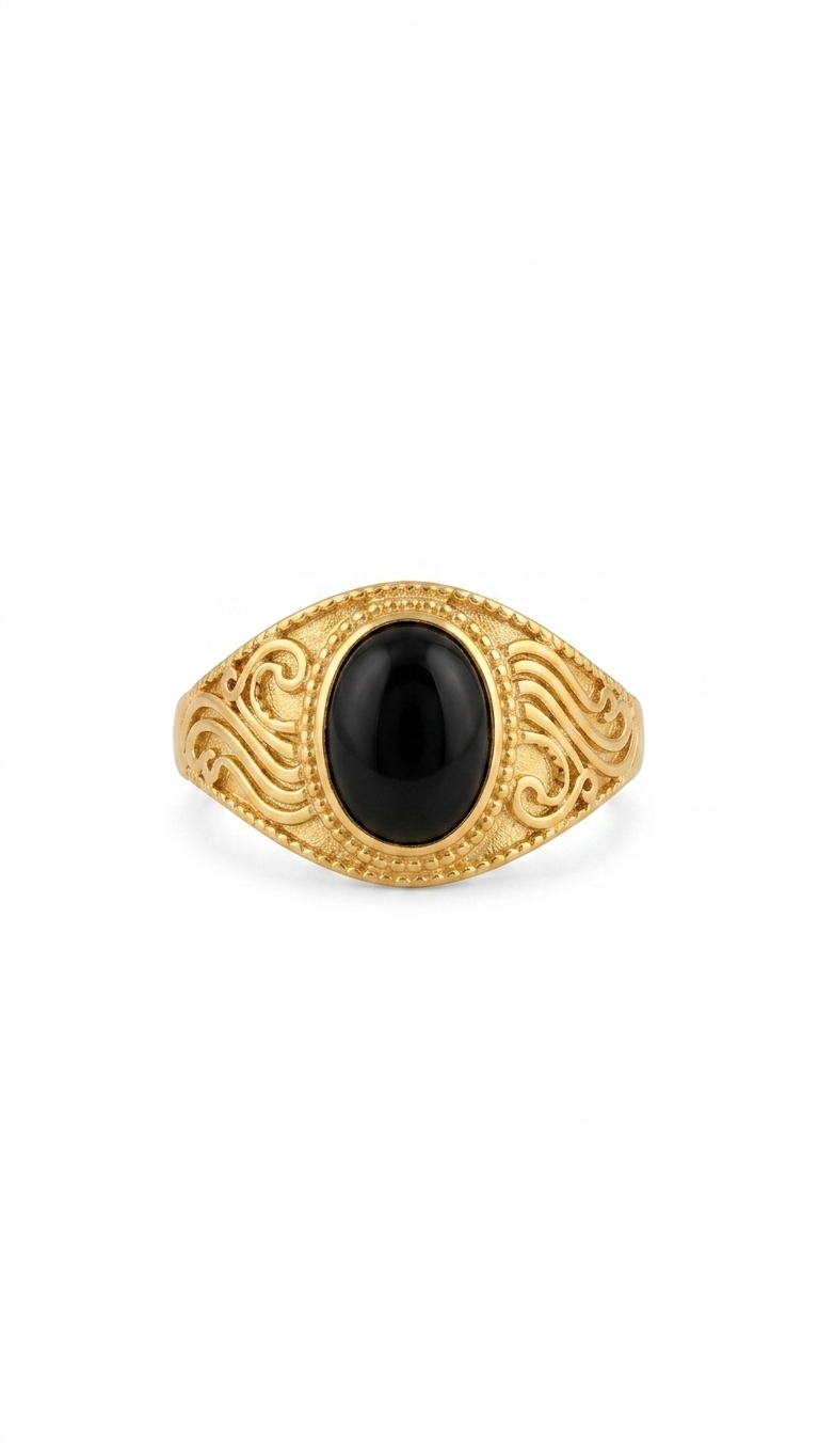Vintage Gold Black Onyx Ring