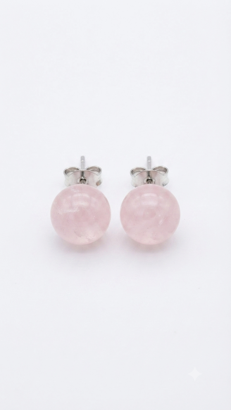 Natural Rose Quartz Stud Earrings