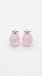 Natural Rose Quartz Stud Earrings
