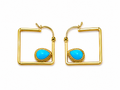 Turquoise Geometric Gold Drop Earrings
