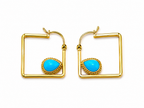 Turquoise Geometric Gold Drop Earrings