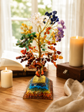 7 Chakra Gemstone Tree with Orgone Pyramid Base | Handmade Crystal Healing Decor