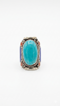 Vintage Turquoise Statement Ring, Handmade Tribal Silver Ring