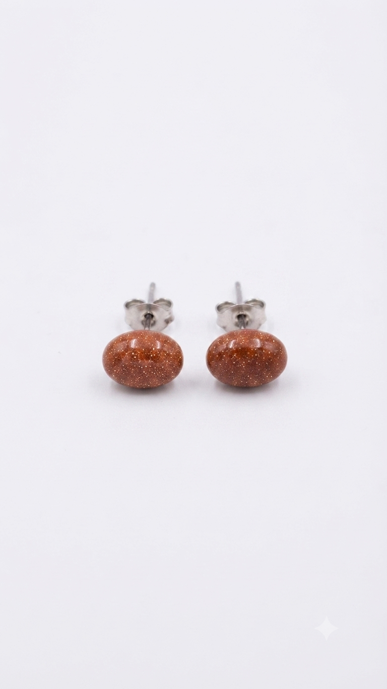 Natural Sunstone Stud Earrings
