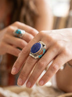 Vintage Lapis Lazuli Tibetan Statement Ring