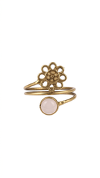 Minimalist Daisy & Moonstone Stack Ring