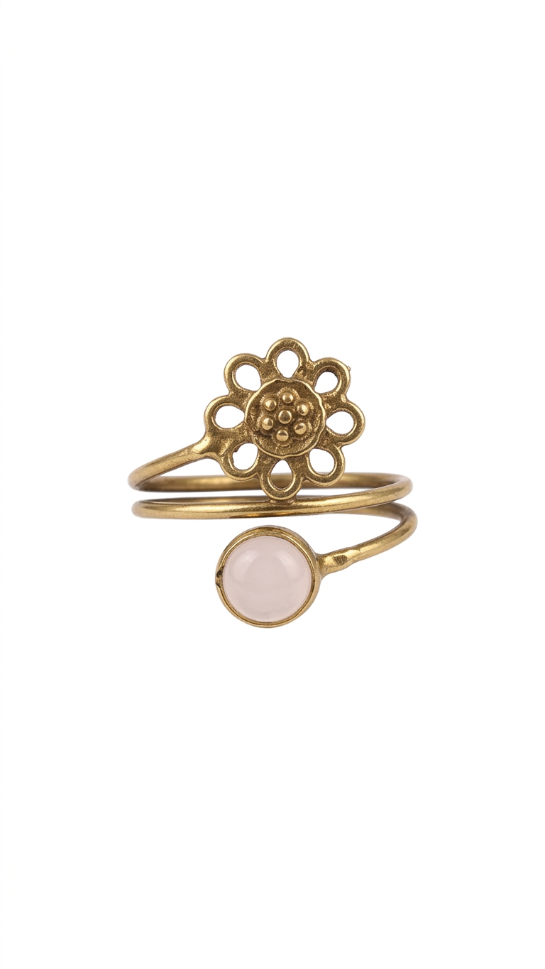 Minimalist Daisy & Moonstone Stack Ring