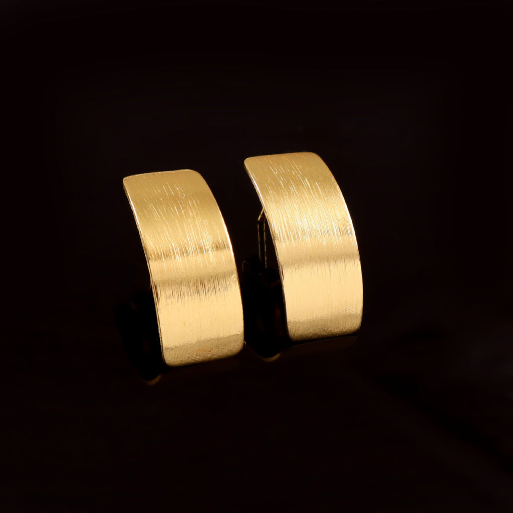 Minimalist Brushed Gold Hoop Stud Earrings