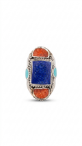 Vintage Lapis Lazuli Statement Ring | Handmade Tibetan Silver Ring