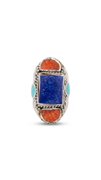 Vintage Lapis Lazuli Statement Ring | Handmade Tibetan Silver Ring