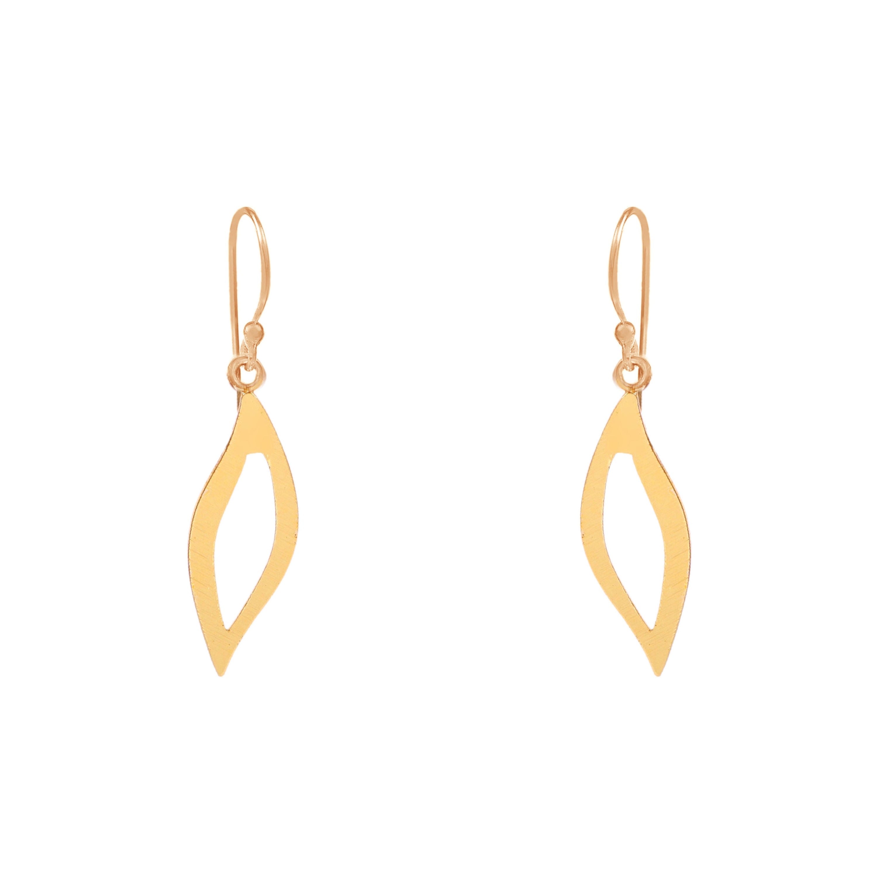 Gold Open Leaf Drop Earrings