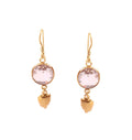 Pink Stone Earrings Gold Plated Dangle Jewelry