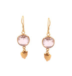 Pink Stone Earrings Gold Plated Dangle Jewelry