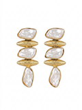 Gold Textured Pearl Drop Earrings