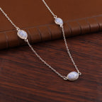 Elegant Moonstone Station Chain Necklace