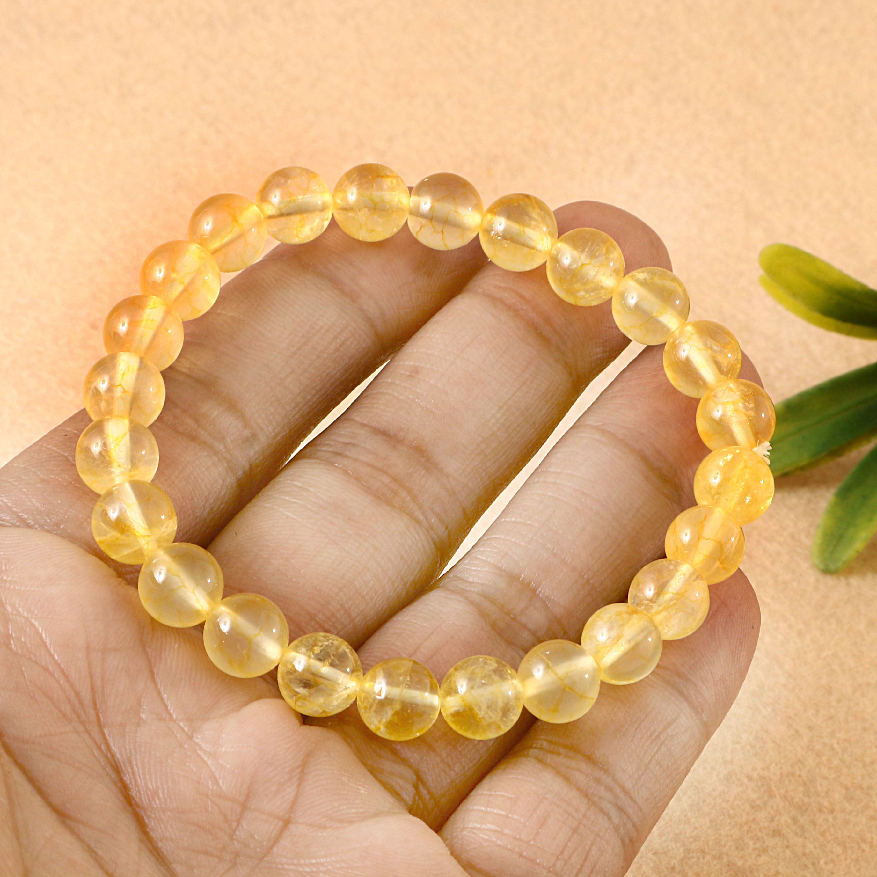 Natural Citrine Bracelet Round Bead Bracelet