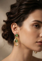 Green Cat’s Eye Statement Drop Earrings