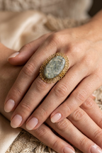 Golden Halo Stone Statement Adjustable Ring