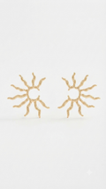 Gold Sun Stud Earrings, Celestial Sunburst Earrings