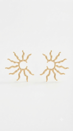 Gold Sun Stud Earrings, Celestial Sunburst Earrings