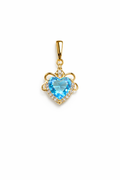 Blue Heart Pendant Necklace Gold
