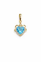 Blue Heart Pendant Necklace Gold