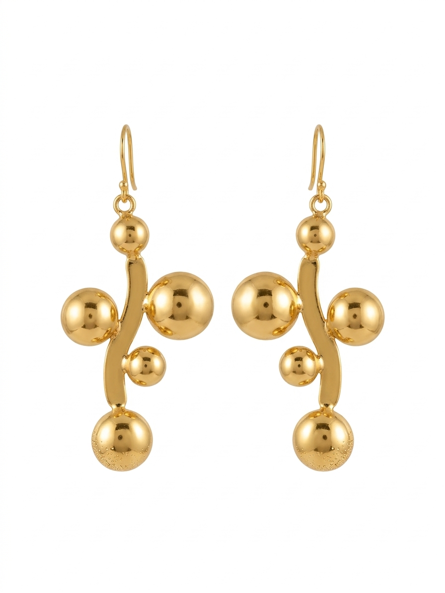 Golden Bubble Drop Earrings – Modern Sculptural Statement