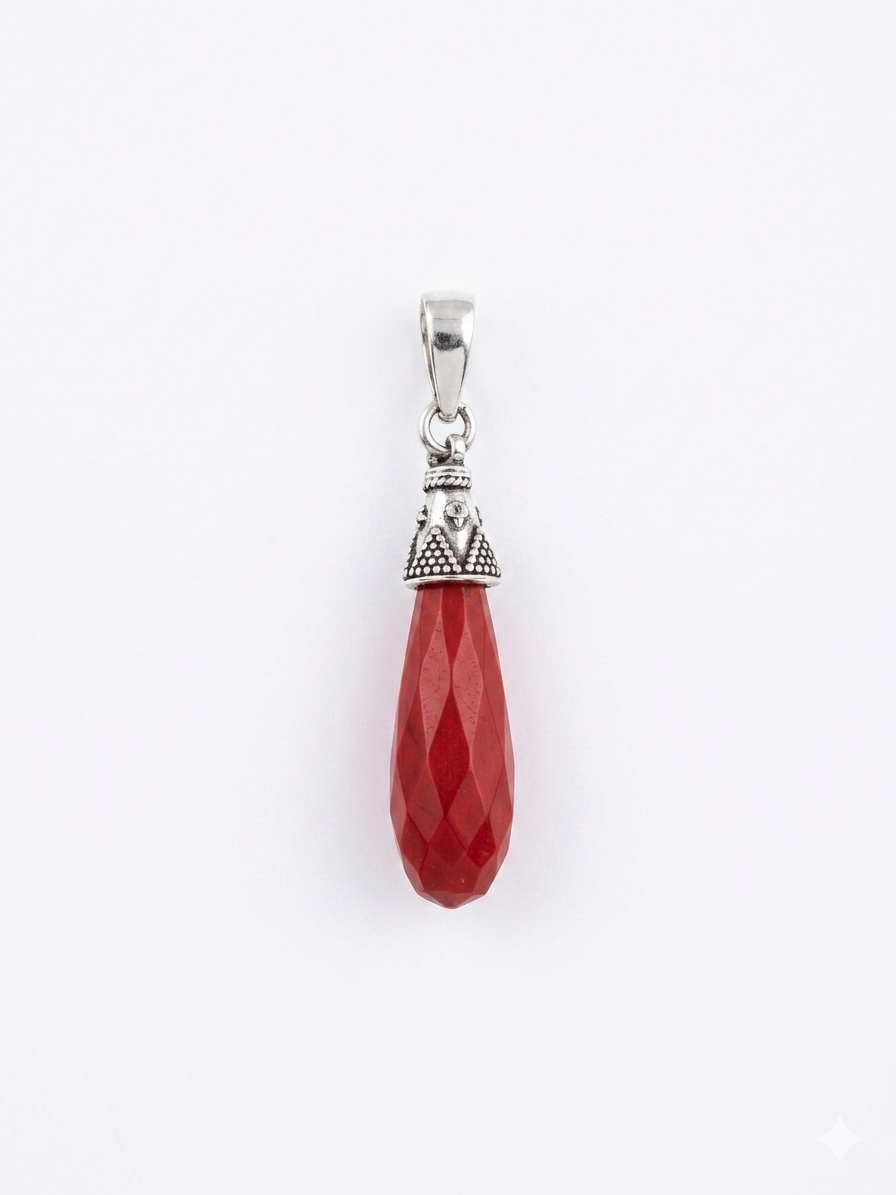Red Faceted Teardrop Pendant