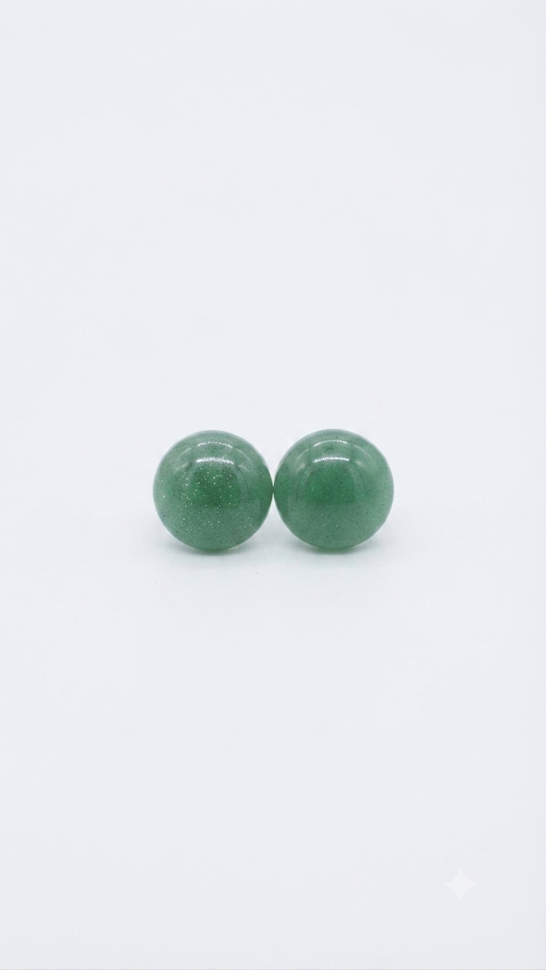 Natural Green Aventurine Stud Earrings