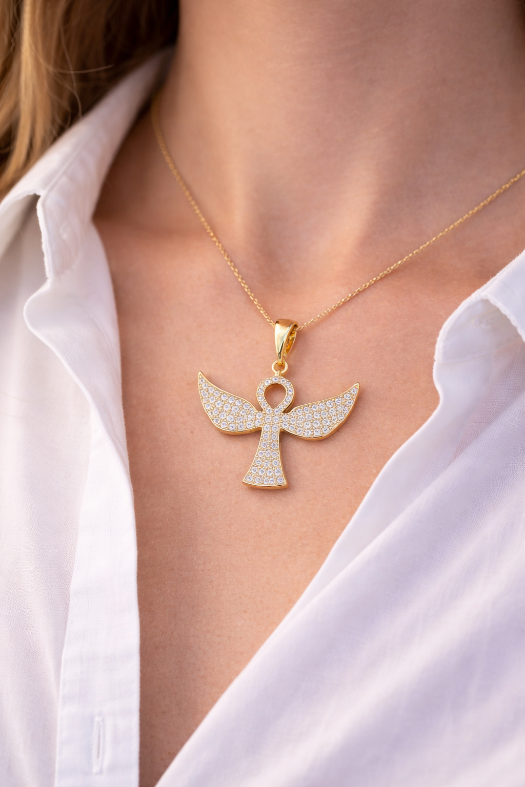 Gold Angel Pendant Necklace