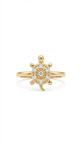 Cute Turtle Crystal Ring in Gold Finish