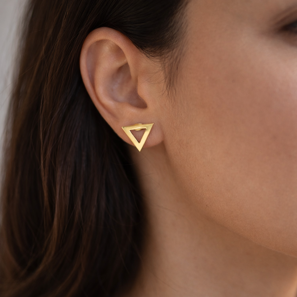 Minimalist Gold Triangle Stud Earrings