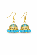 Turquoise Enamel Jhumka Earrings