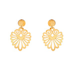 Gold Filigree Fan Drop Earrings