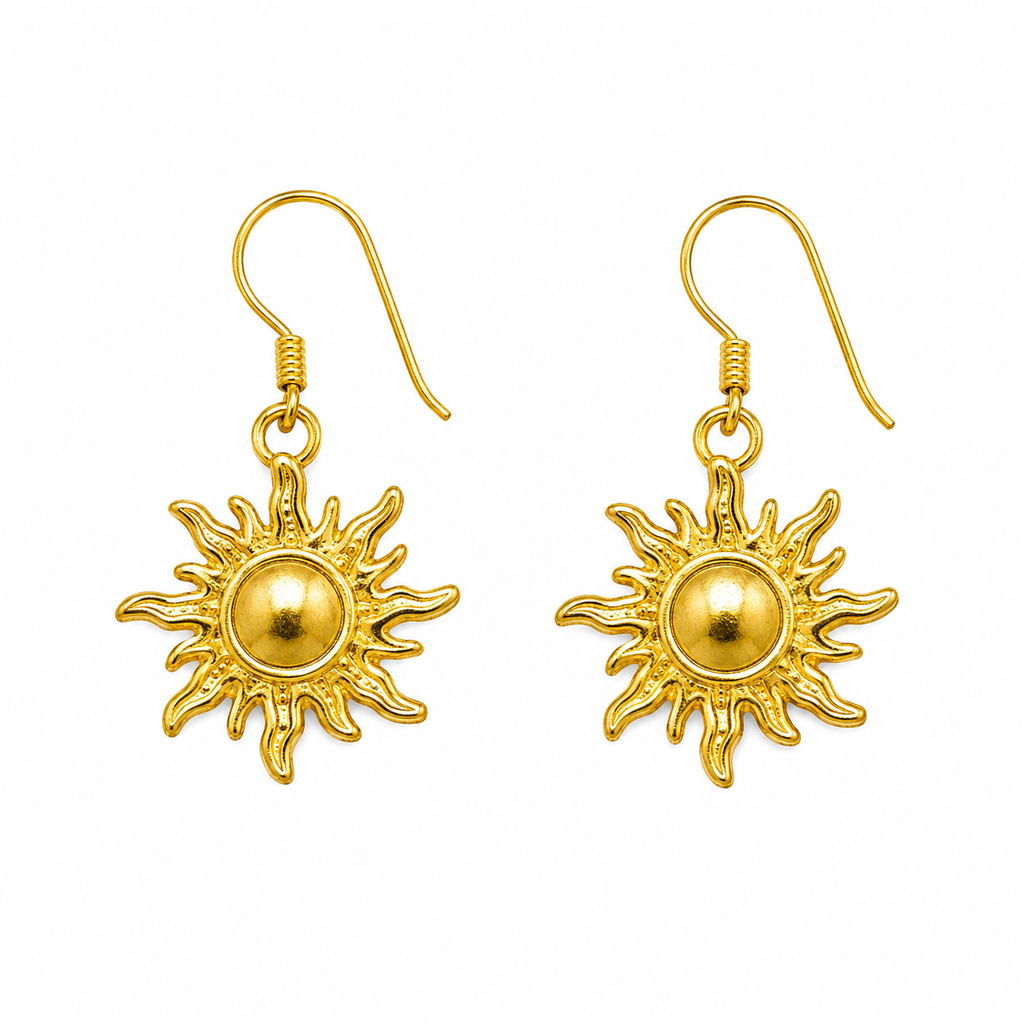 Golden Sunburst Drop Earrings
