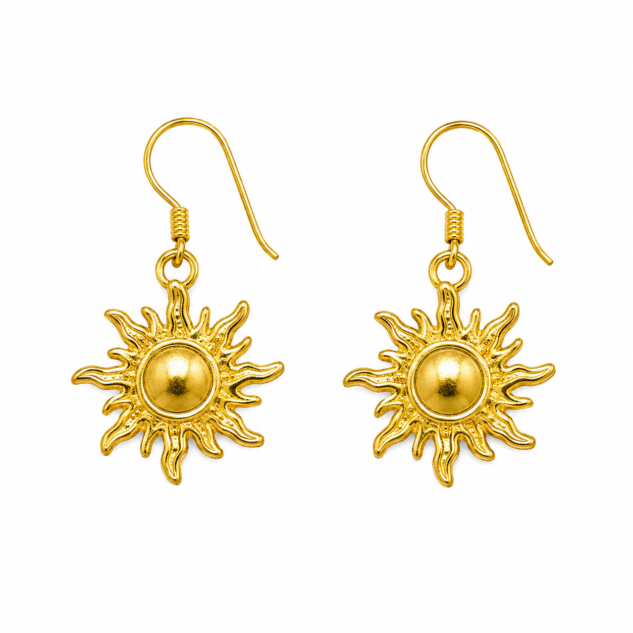 Golden Sunburst Drop Earrings