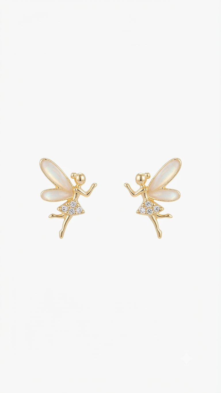 Fairy Stud Earrings, Gold Fairy Earrings