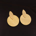 Elegant Textured Gold Disc Drop Earrings
