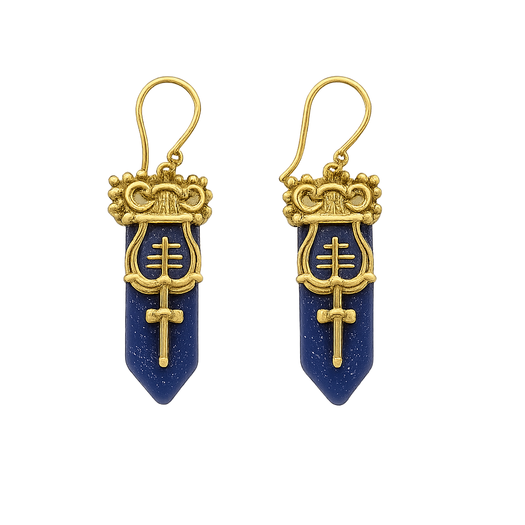 Lapis Lazuli Trishul Earrings