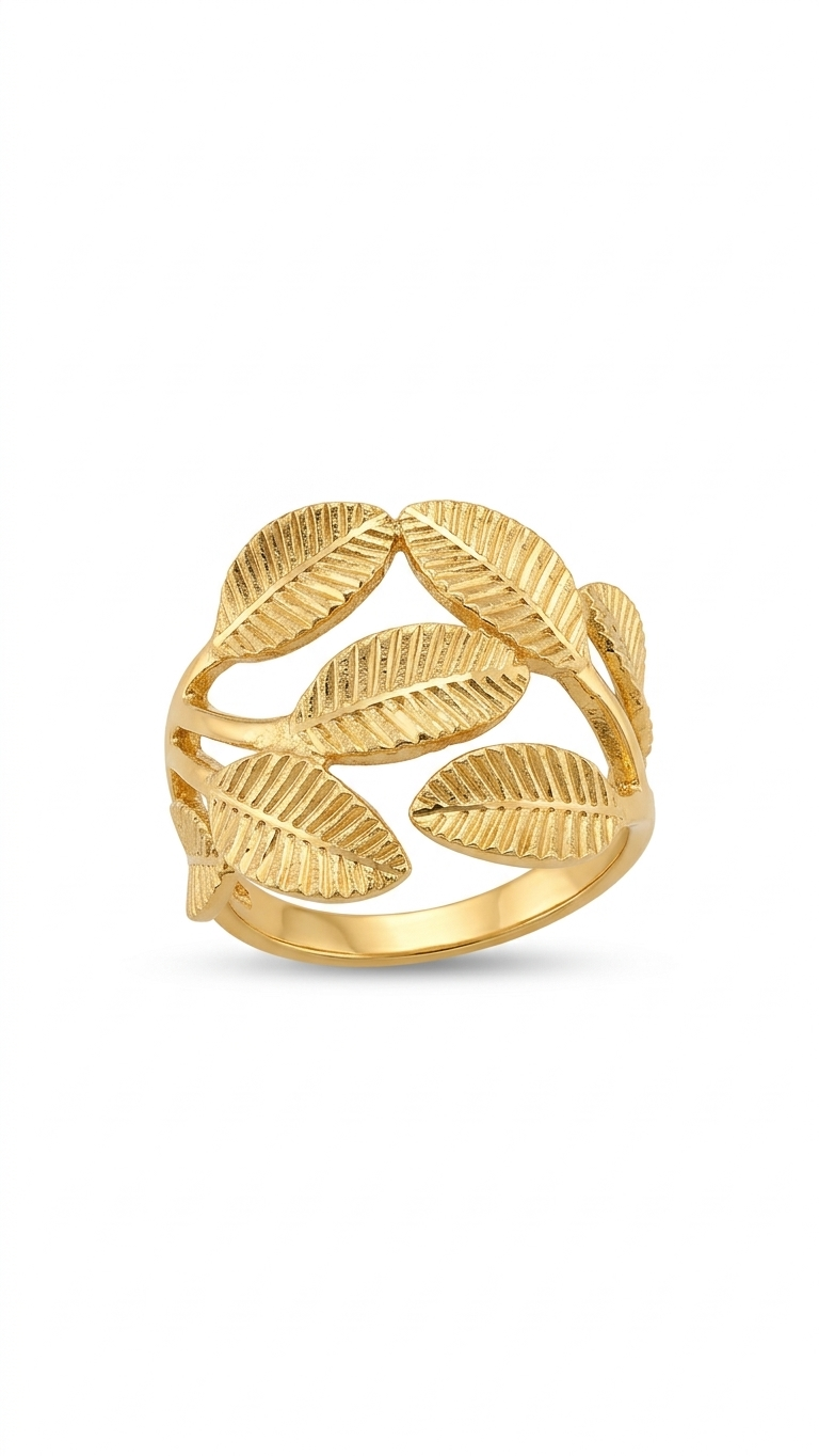 Golden Leaf Wrap Statement Adjustable Ring